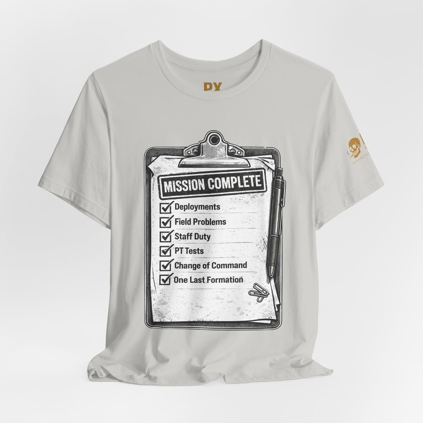 Mission Complete Tee — Military Retirement Checklist Shirt