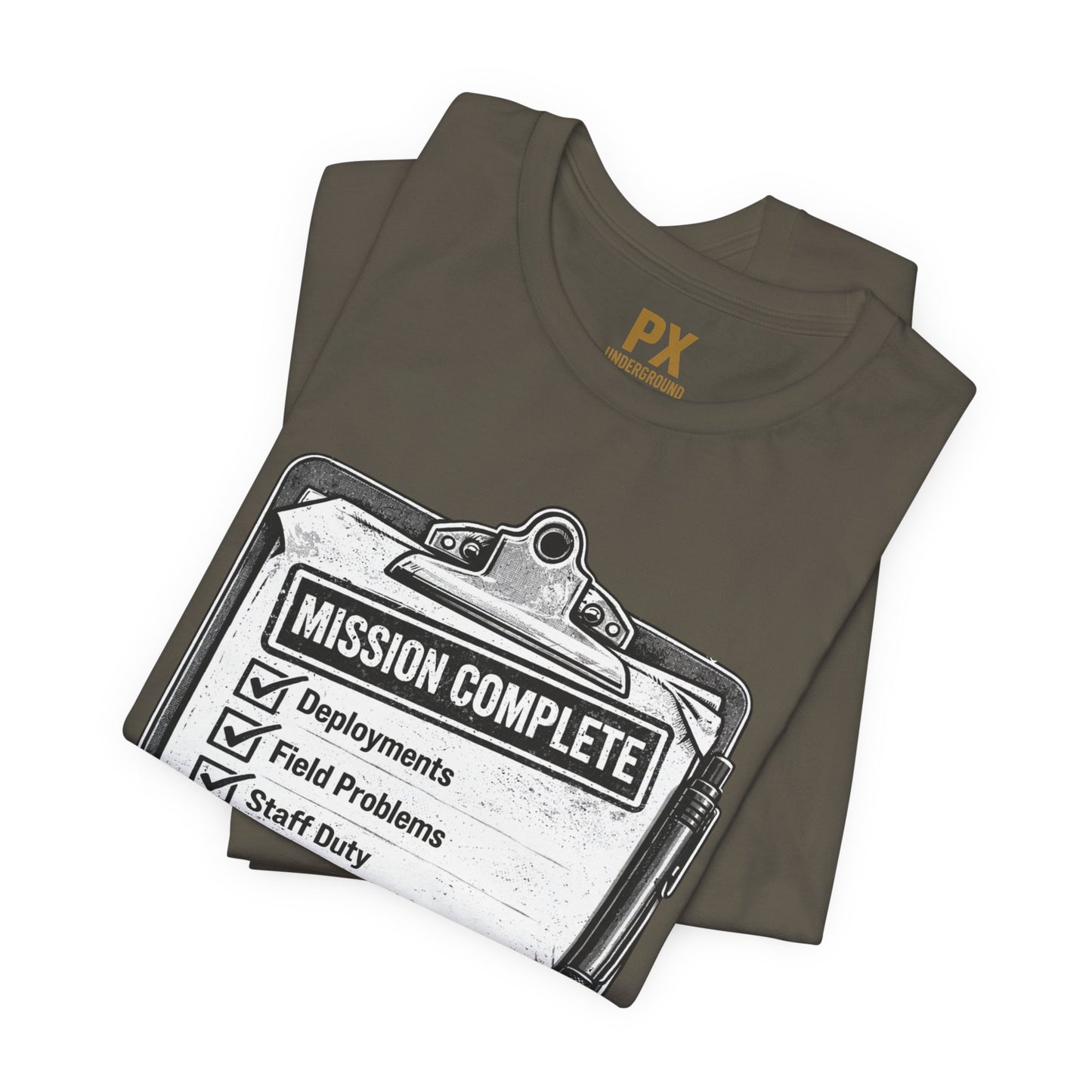 Mission Complete Tee — Military Retirement Checklist Shirt