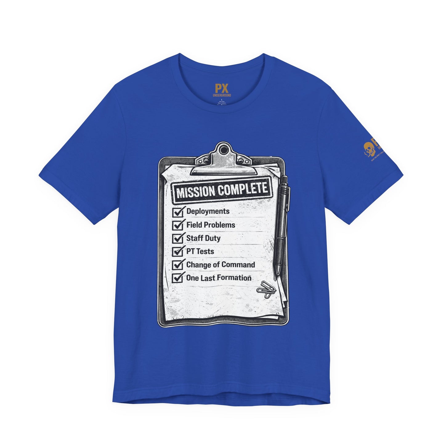 Mission Complete Tee — Military Retirement Checklist Shirt