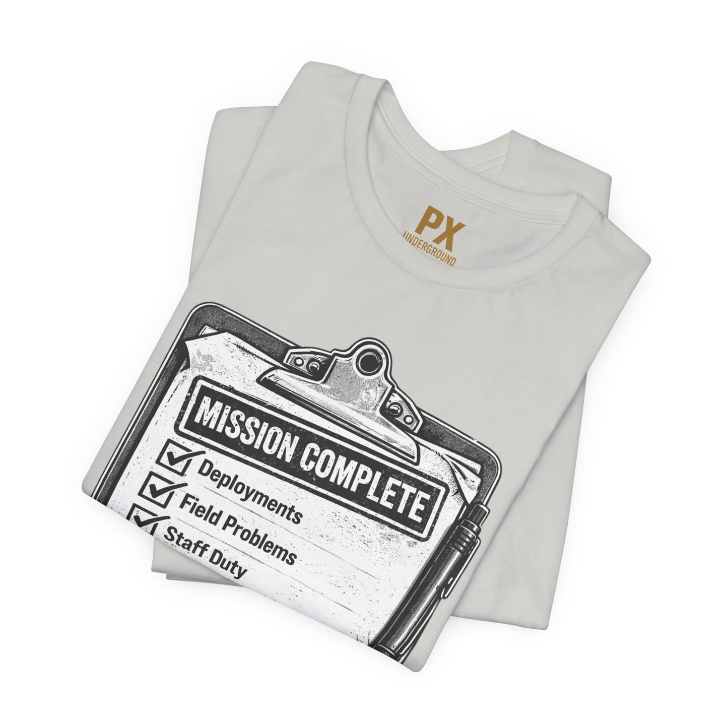 Mission Complete Tee — Military Retirement Checklist Shirt