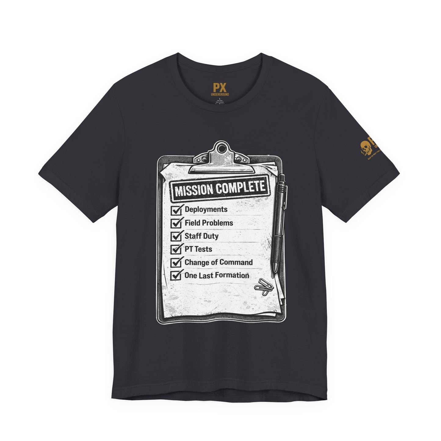 Mission Complete Tee — Military Retirement Checklist Shirt