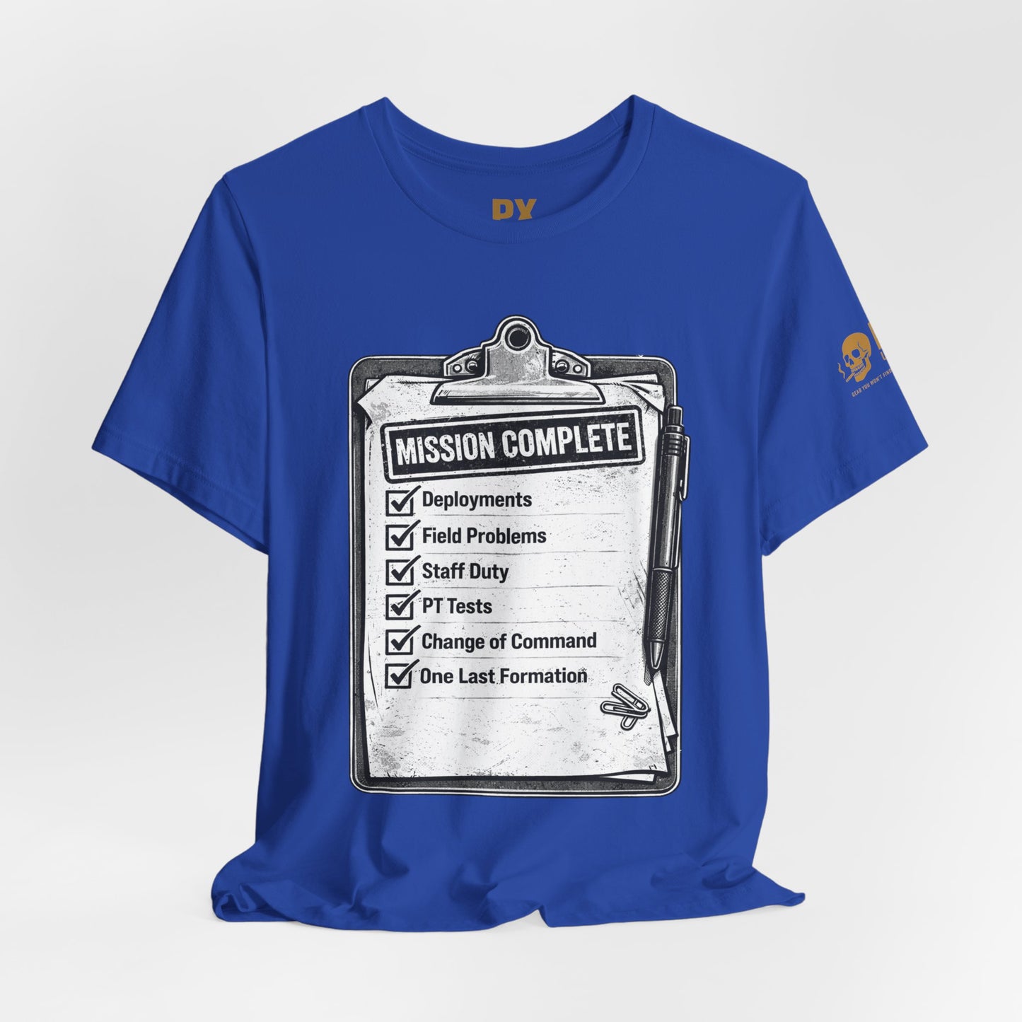 Mission Complete Tee — Military Retirement Checklist Shirt