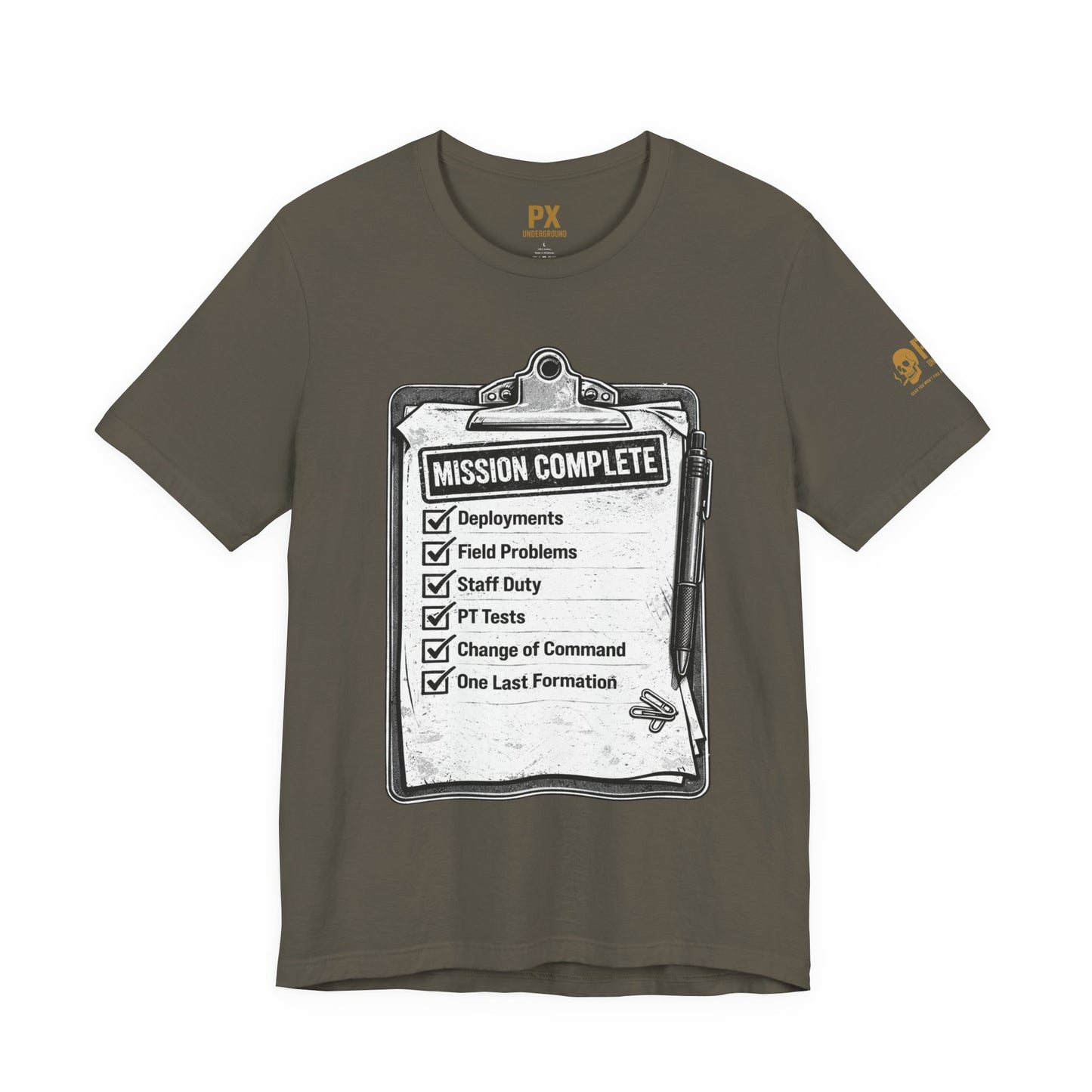 Mission Complete Tee — Military Retirement Checklist Shirt