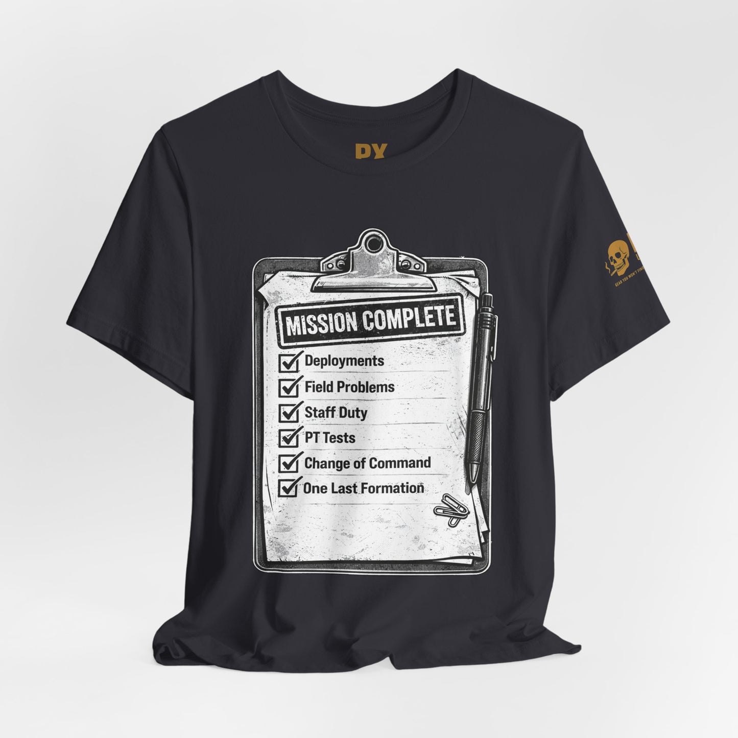 Mission Complete Tee — Military Retirement Checklist Shirt