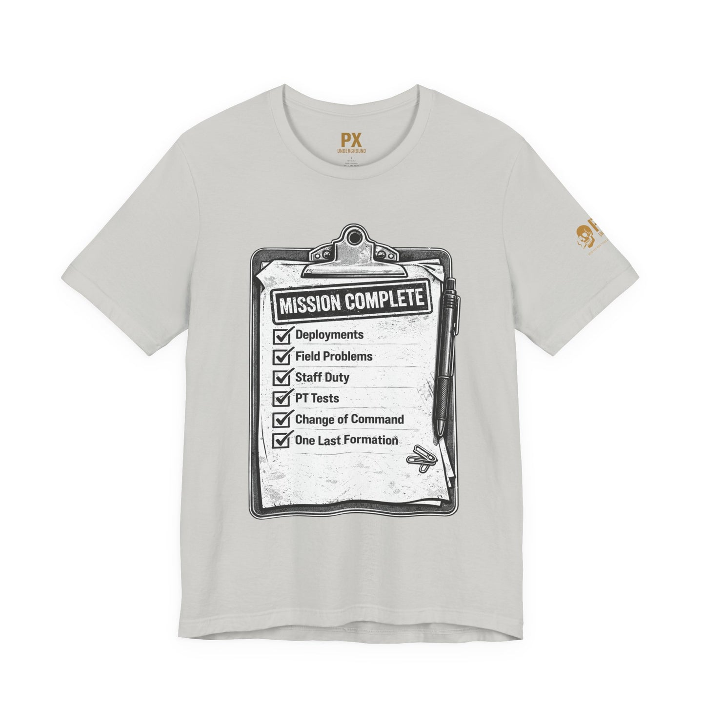 Mission Complete Tee — Military Retirement Checklist Shirt