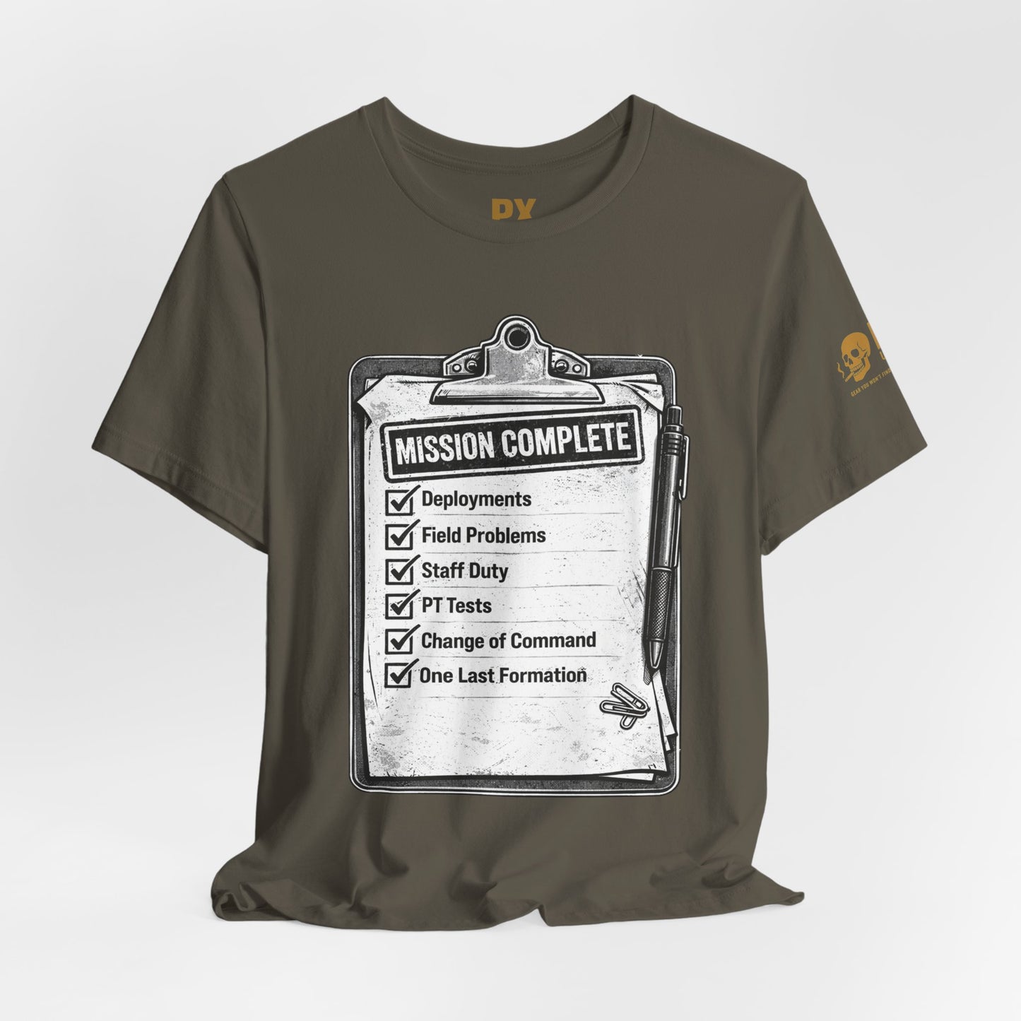 Mission Complete Tee — Military Retirement Checklist Shirt