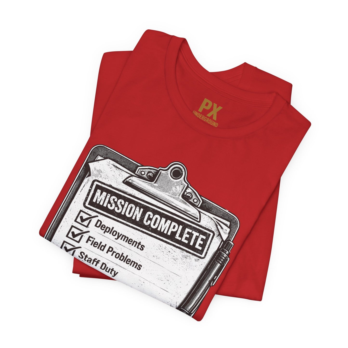 Mission Complete Tee — Military Retirement Checklist Shirt