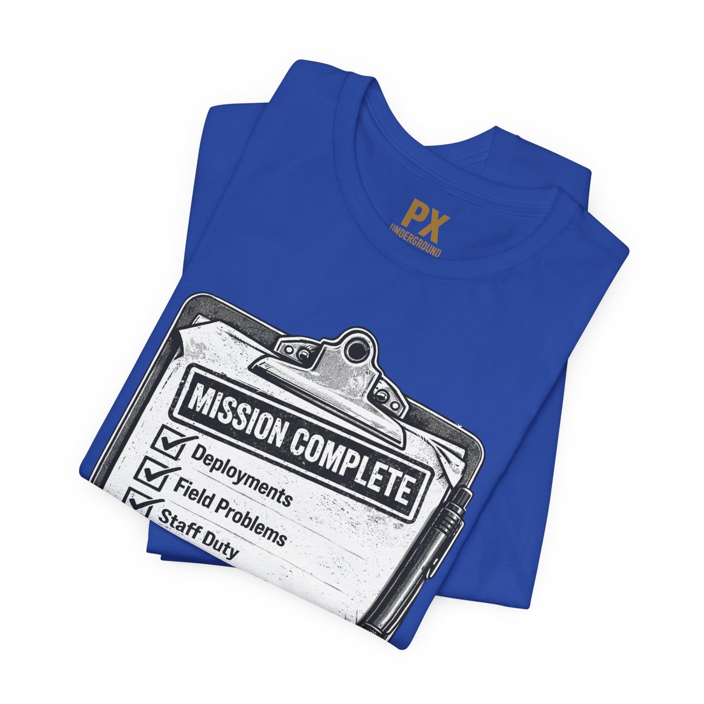 Mission Complete Tee — Military Retirement Checklist Shirt